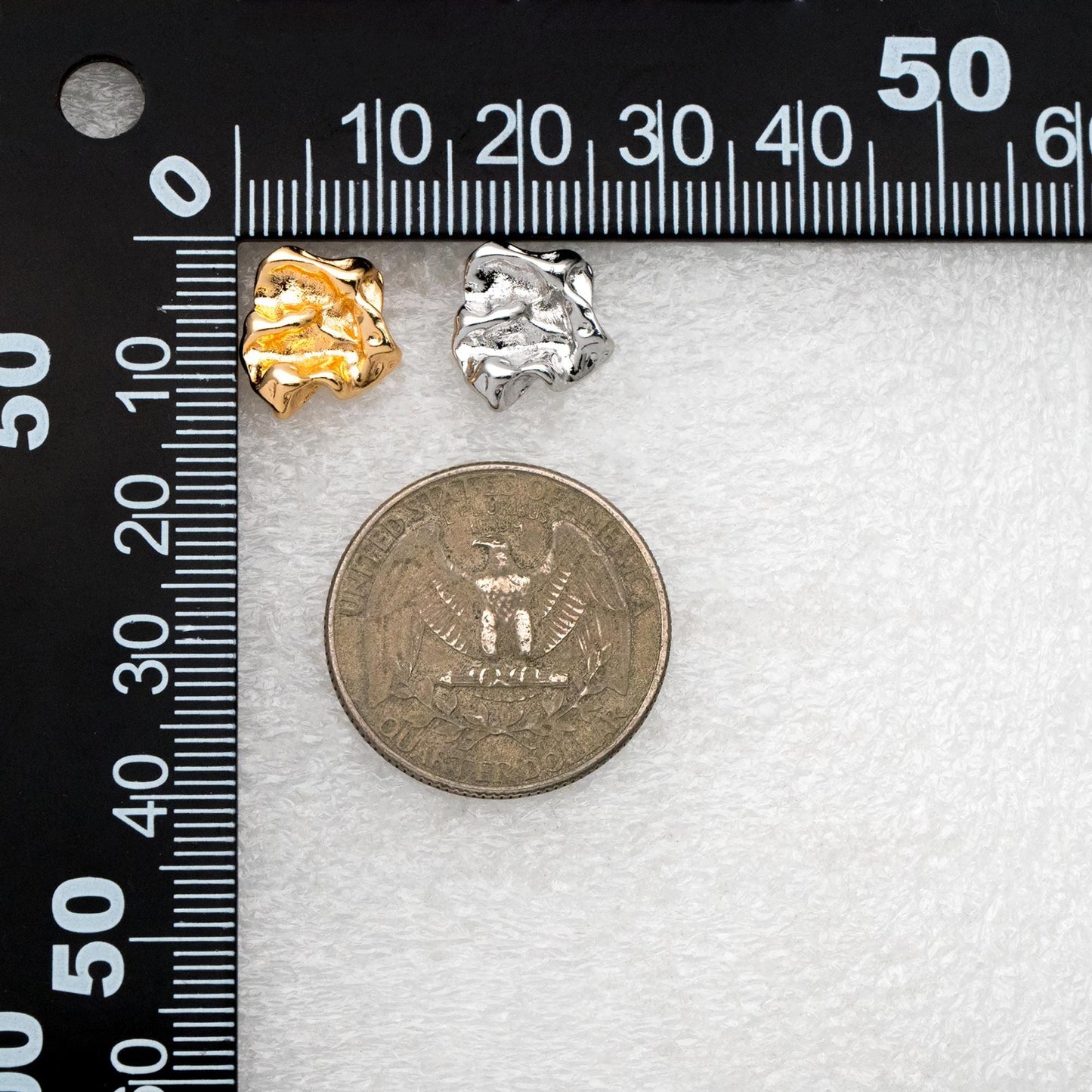 10pcs Gold/ Silver Tone Hammered Irregular Earrngs, 18K Gold/ Rhodium plated Brass, Dainty Stud Earrings (GB-4484)