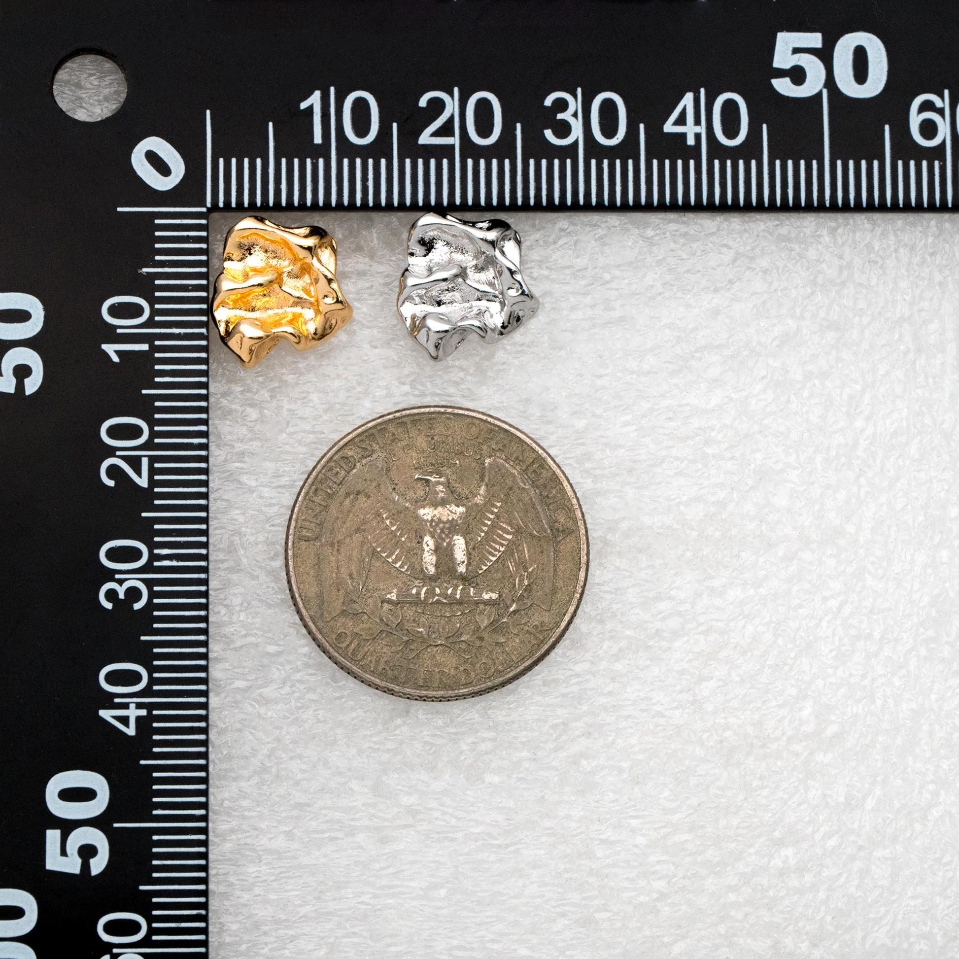 10pcs Gold/ Silver Tone Hammered Irregular Earrngs, 18K Gold/ Rhodium plated Brass, Dainty Stud Earrings (GB-4484)