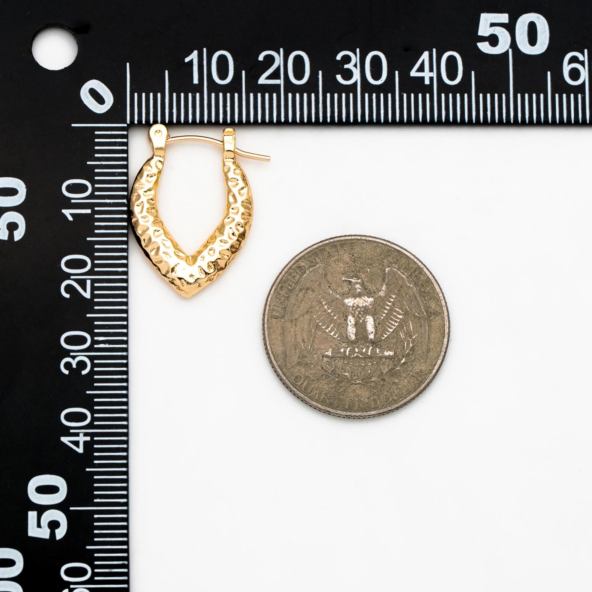 4pcs Gold/ Silver Tone Hammered Earrings, 18K Gold/ Rhodium plated Brass, Dainty Hoop Earrings (GB-4489)