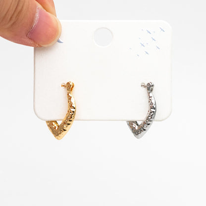 4pcs Gold/ Silver Tone Hammered Earrings, 18K Gold/ Rhodium plated Brass, Dainty Hoop Earrings (GB-4489)