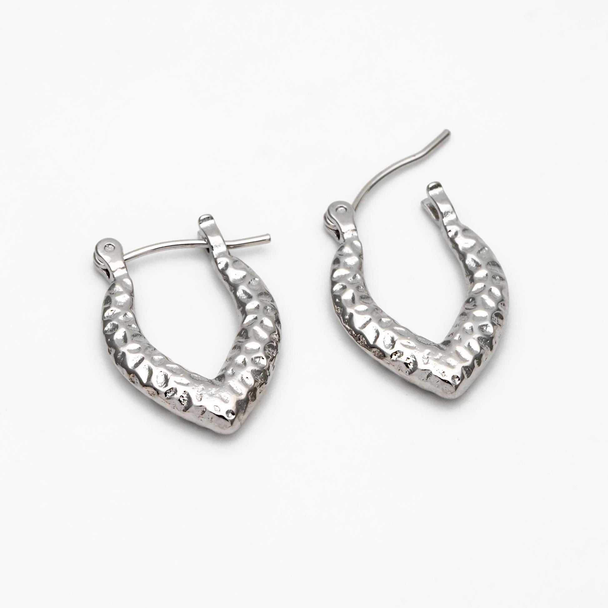 4pcs Gold/ Silver Tone Hammered Earrings, 18K Gold/ Rhodium plated Brass, Dainty Hoop Earrings (GB-4489)