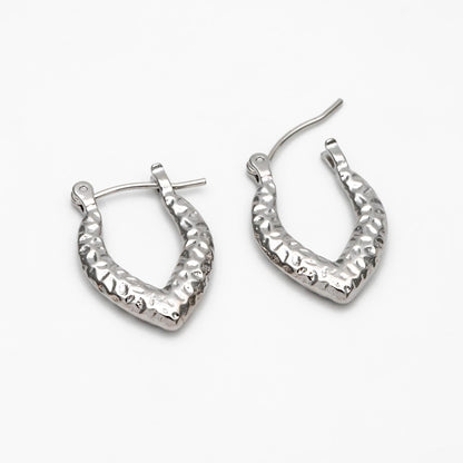 4pcs Gold/ Silver Tone Hammered Earrings, 18K Gold/ Rhodium plated Brass, Dainty Hoop Earrings (GB-4489)