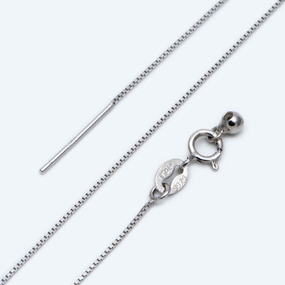 Gold plated Sterling Silver Finished Necklace, 0.7mm Dainty Box Chain with Adjustable Rubber Stopper, 17 Inch (CY-009)