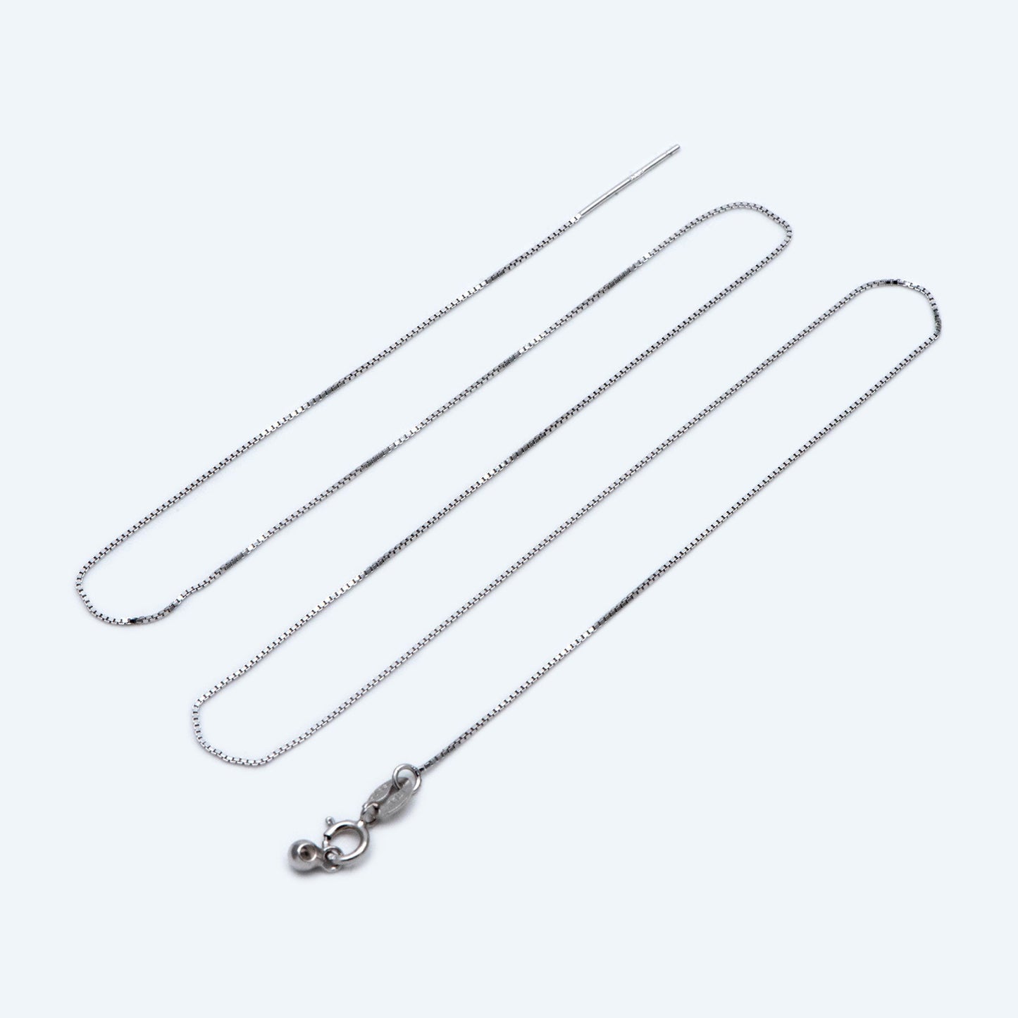 Gold plated Sterling Silver Finished Necklace, 0.7mm Dainty Box Chain with Adjustable Rubber Stopper, 17 Inch (CY-009)