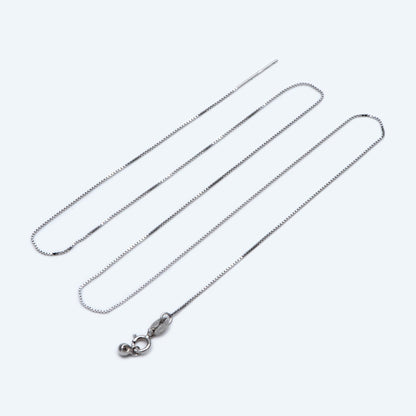 Gold plated Sterling Silver Finished Necklace, 0.7mm Dainty Box Chain with Adjustable Rubber Stopper, 17 Inch (CY-009)