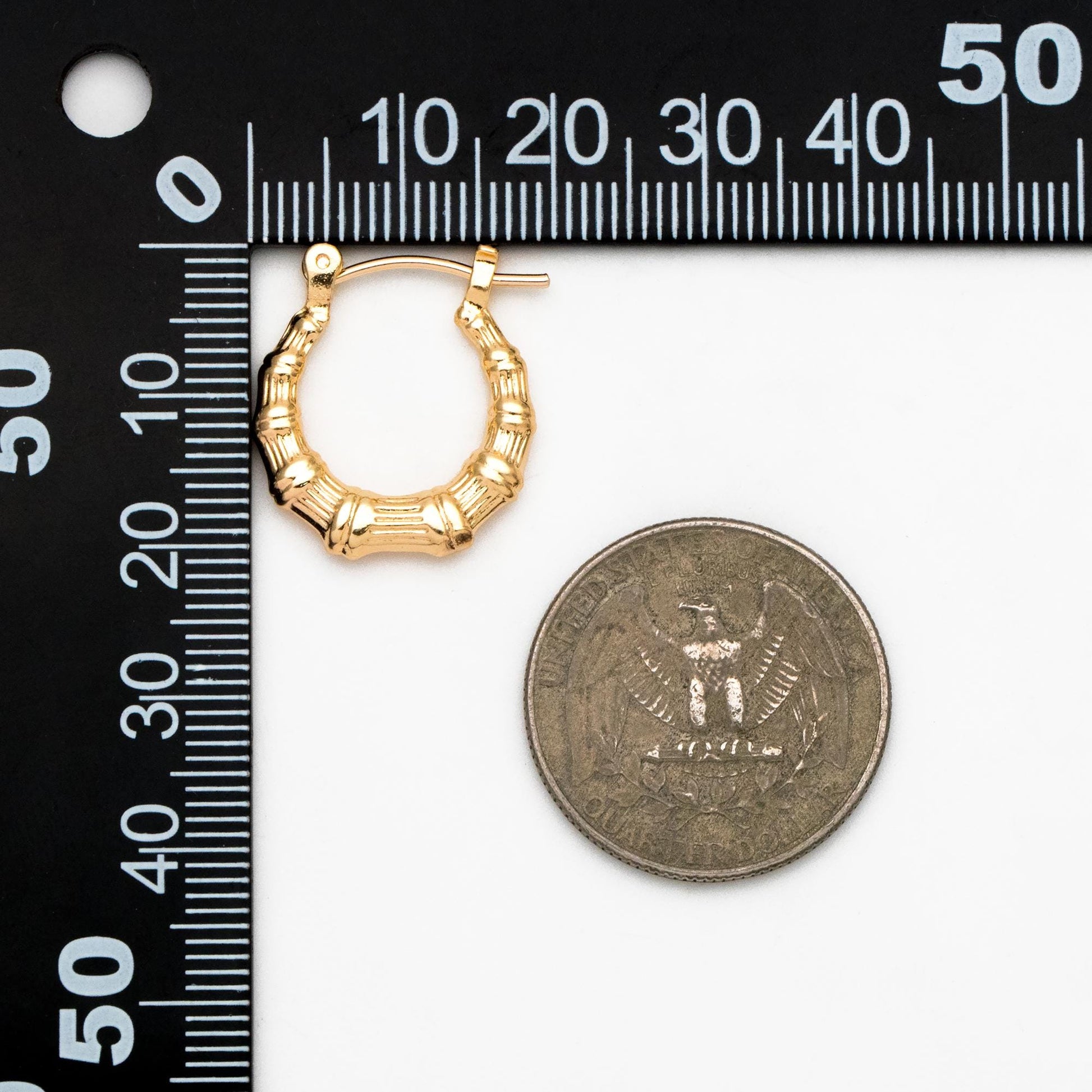 4pcs Gold Bamboo Earrings, 18K Gold plated Brass, Dainty Hoop Earrings (GB-4490)