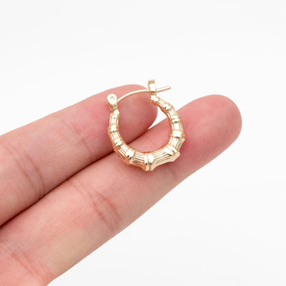 4pcs Gold Bamboo Earrings, 18K Gold plated Brass, Dainty Hoop Earrings (GB-4490)