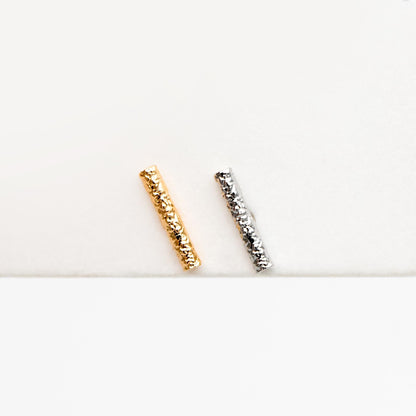 10pcs Gold/ Silver Tone Hammered Bar Earrings, Gold/ Rhodium plated Brass, Stick Stud Earrings (#GB-4491)