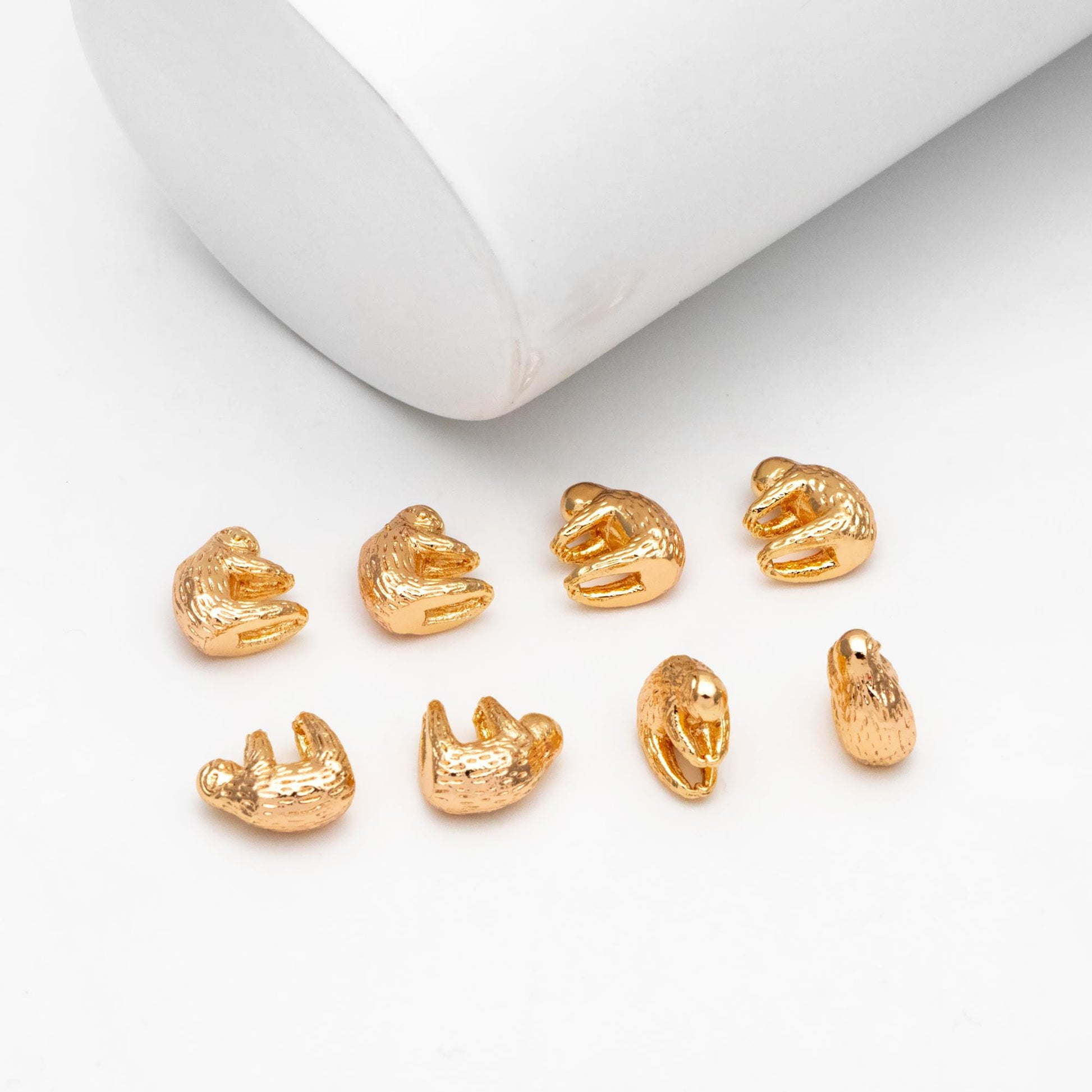 10pcs Gold/ Silver 3D Sloth Charm, 18K Real Gold/ Rhodium plated Brass, Bracelet Charms, Jewelry Making Diy Material Supplies (GB-4492)