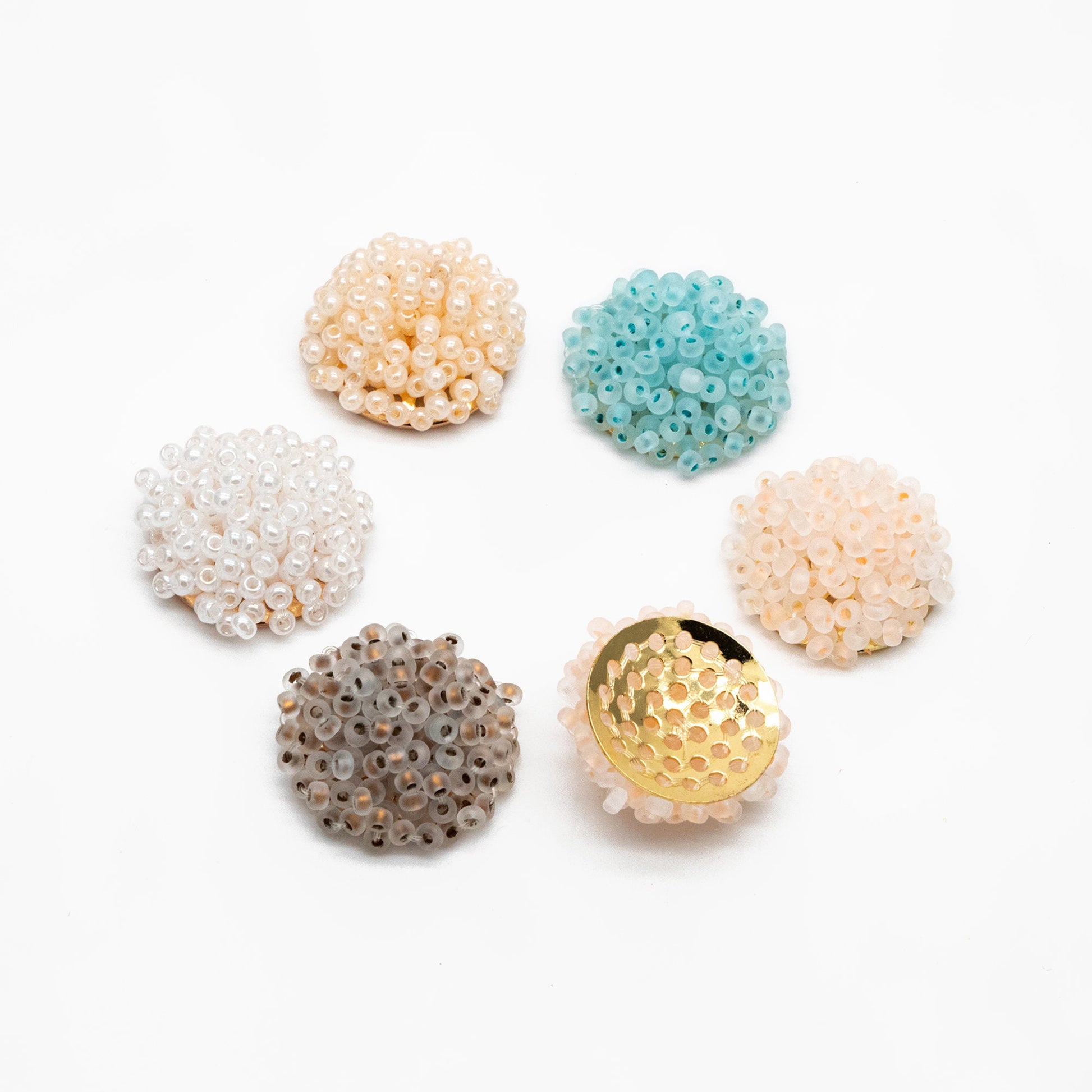 4pcs Seed Glass Beads Cluster 19x9mm, Handmade Beaded Flower Cabochon (FB-054)