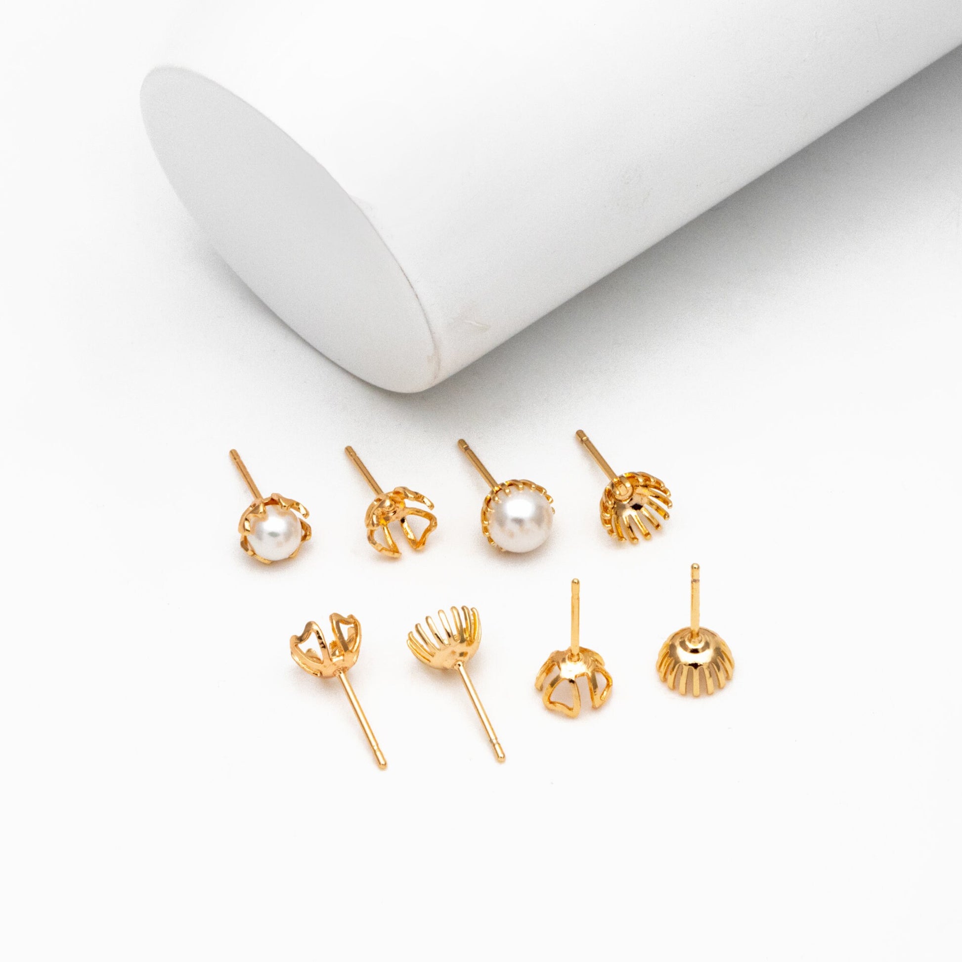 10pcs Gold/ Silver Tone Earring Post Studs with 5.5mm Pad (GB-267)