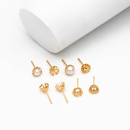 10pcs Gold/ Silver Tone Earring Post Studs with 5.5mm Pad (GB-267)