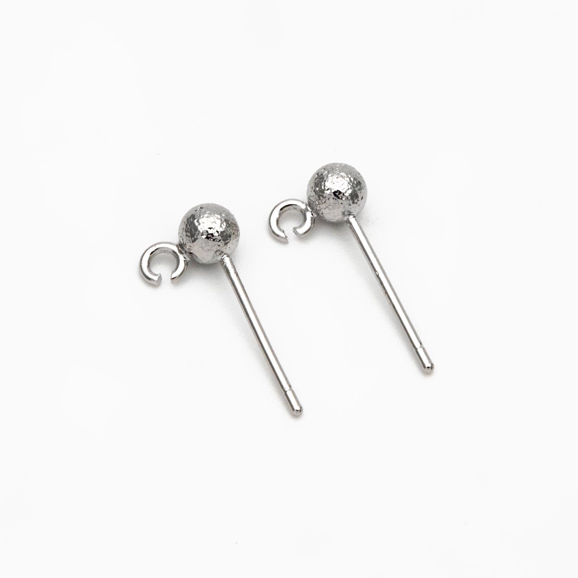 20pcs Gold/ Silver Ball Stud Earring with Ring/Loop, Gold/ Rhodium plated Brass Ear Posts, 4/ 5mm Ball Size (GB-533)