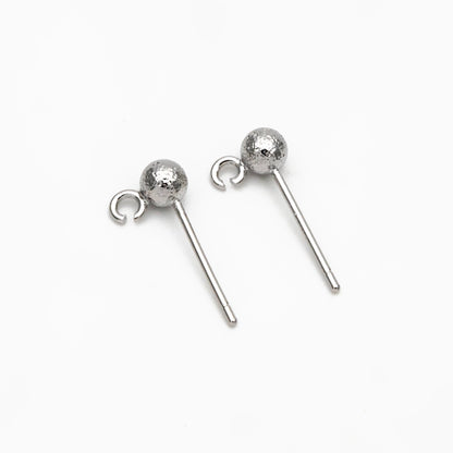 20pcs Gold/ Silver Ball Stud Earring with Ring/Loop, Gold/ Rhodium plated Brass Ear Posts, 4/ 5mm Ball Size (GB-533)