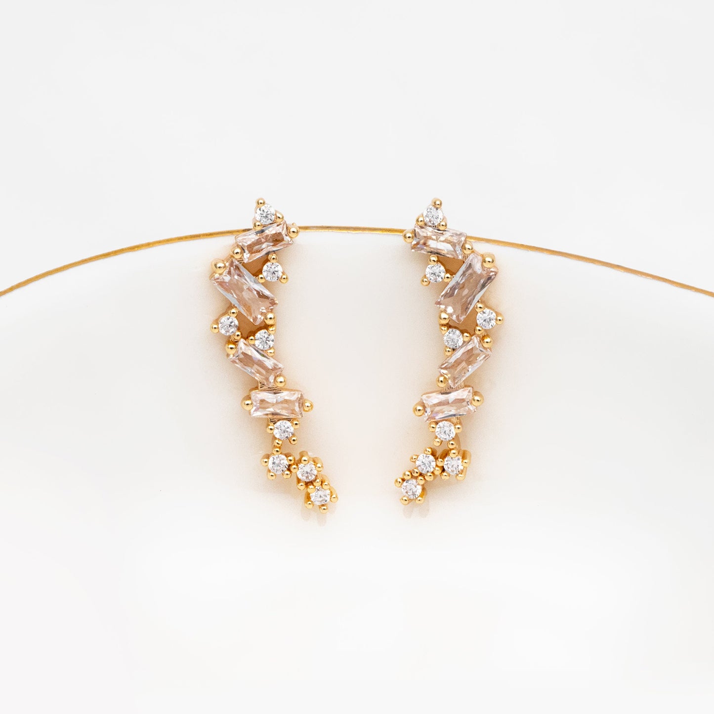 4pcs CZ Pave Gold Stud Earrings, 18K Gold plated Brass Dainty Earrings, Shiny Earrings (GB-4143)