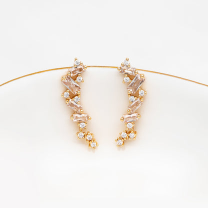 4pcs CZ Pave Gold Stud Earrings, 18K Gold plated Brass Dainty Earrings, Shiny Earrings (GB-4143)