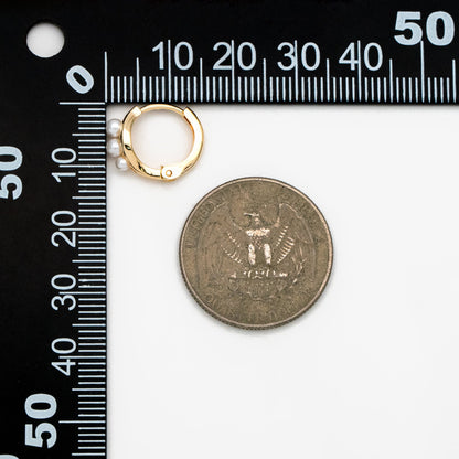 4pcs Faux Pearl Pave Gold Tiny Hoop Earrings, 18K Gold plated Brass, Dainty Huggie Earrings (GB-4461)