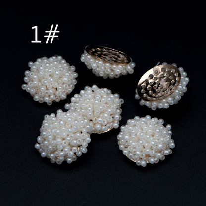 4pcs Seed Glass Beads Cluster 19x9mm, Handmade Beaded Flower Cabochon (FB-054)