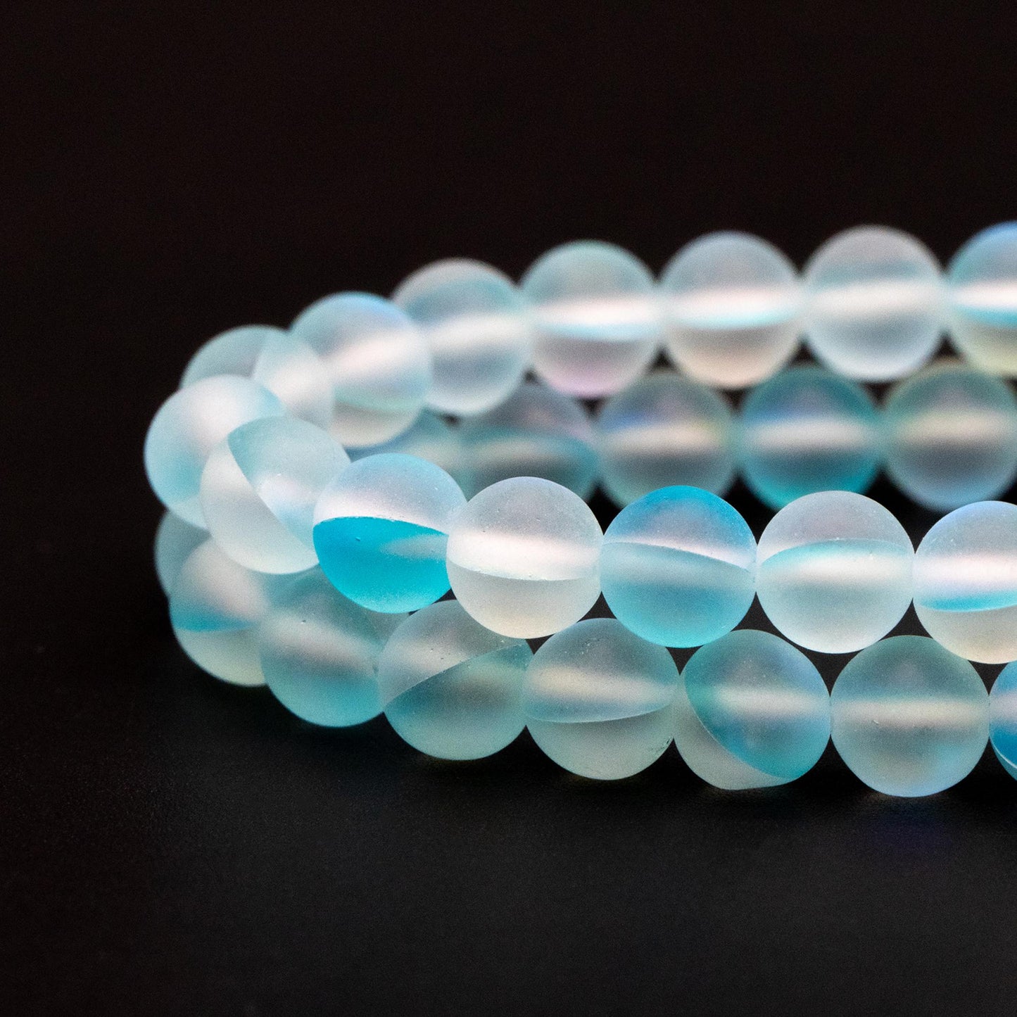 6mm Frosted Mystic Mermaid Glass Round Beads 6mm, 14.5" Strand (TR-074)