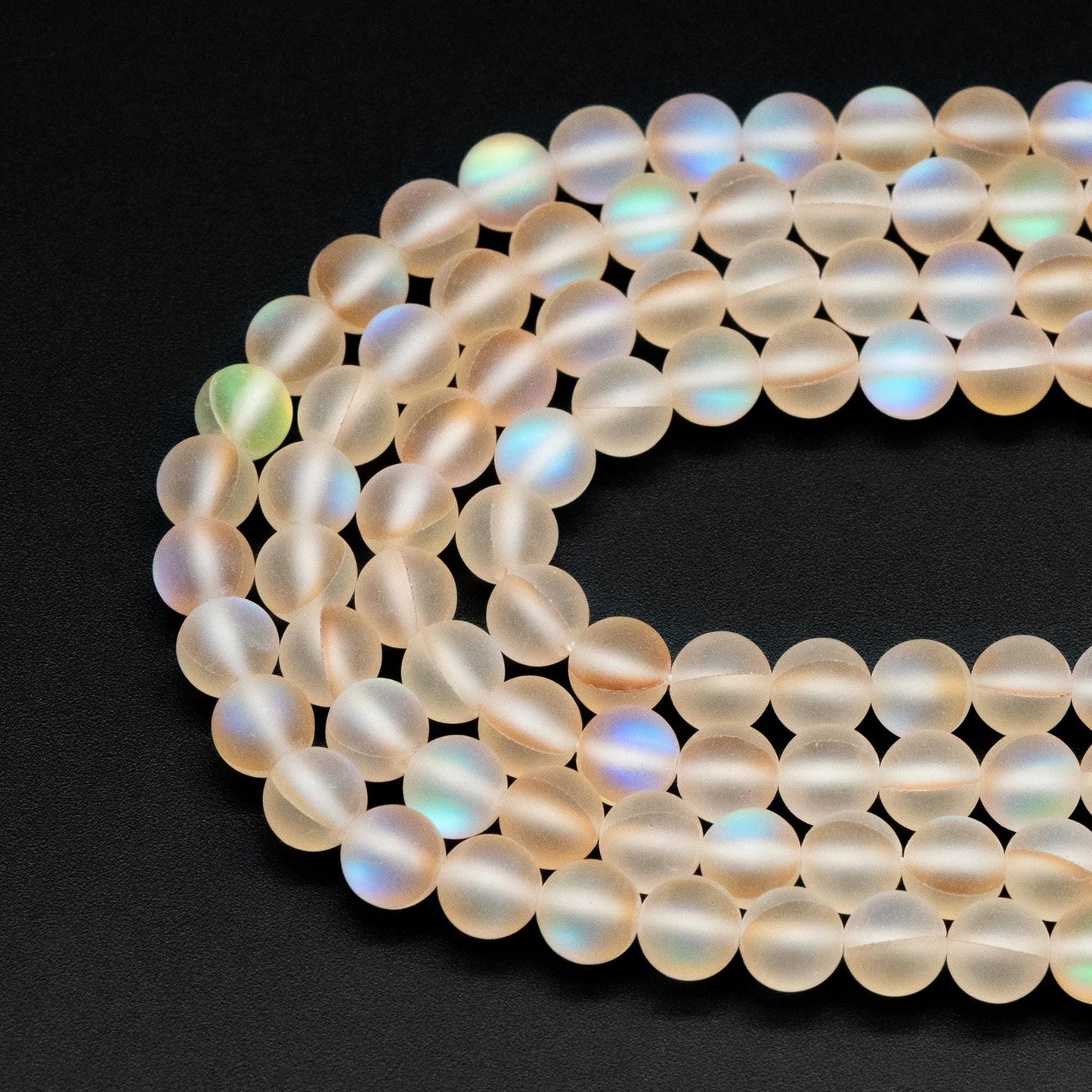 6mm Frosted Mystic Mermaid Glass Round Beads 6mm, 14.5" Strand (TR-074)
