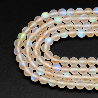 6mm Frosted Mystic Mermaid Glass Round Beads 6mm, 14.5" Strand (TR-074)