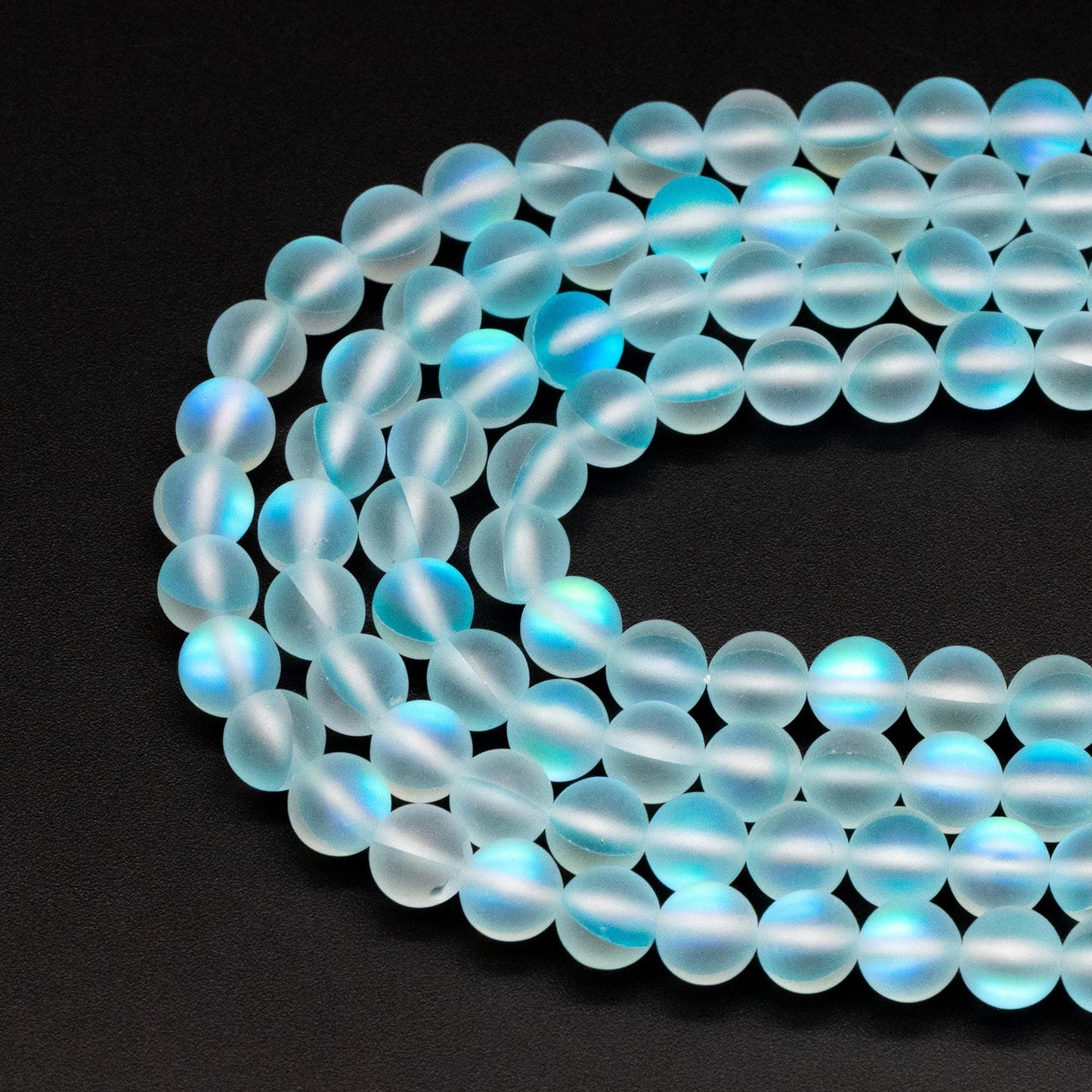 6mm Frosted Mystic Mermaid Glass Round Beads 6mm, 14.5" Strand (TR-074)