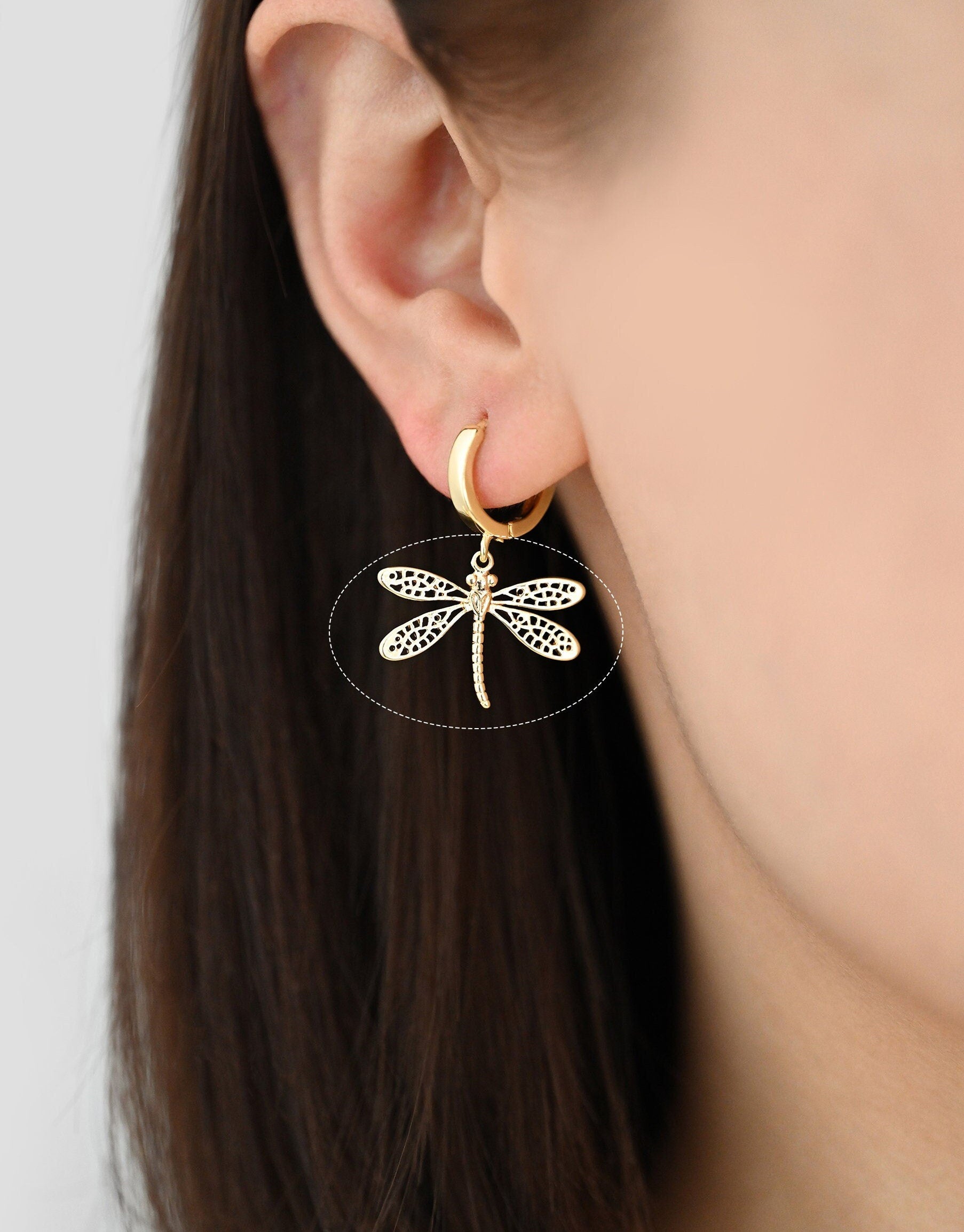 4pcs Gold/ Silver Dragonfly Charm 15x22mm, 18K Gold/ Rhodium Plated Brass, Cute Dragonfly Pendants (GB-3196-D)