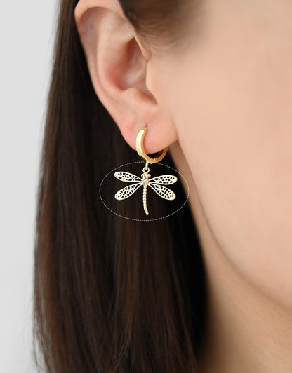 4pcs Gold/ Silver Dragonfly Charm 15x22mm, 18K Gold/ Rhodium Plated Brass, Cute Dragonfly Pendants (GB-3196-D)
