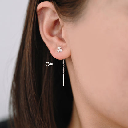 4pcs Heart/ Star/ Clover/ Butterfly/ Cross Sterling Silver Threader Earrings, .925 Silver Cable Chain Earwire Thread (CY-035)