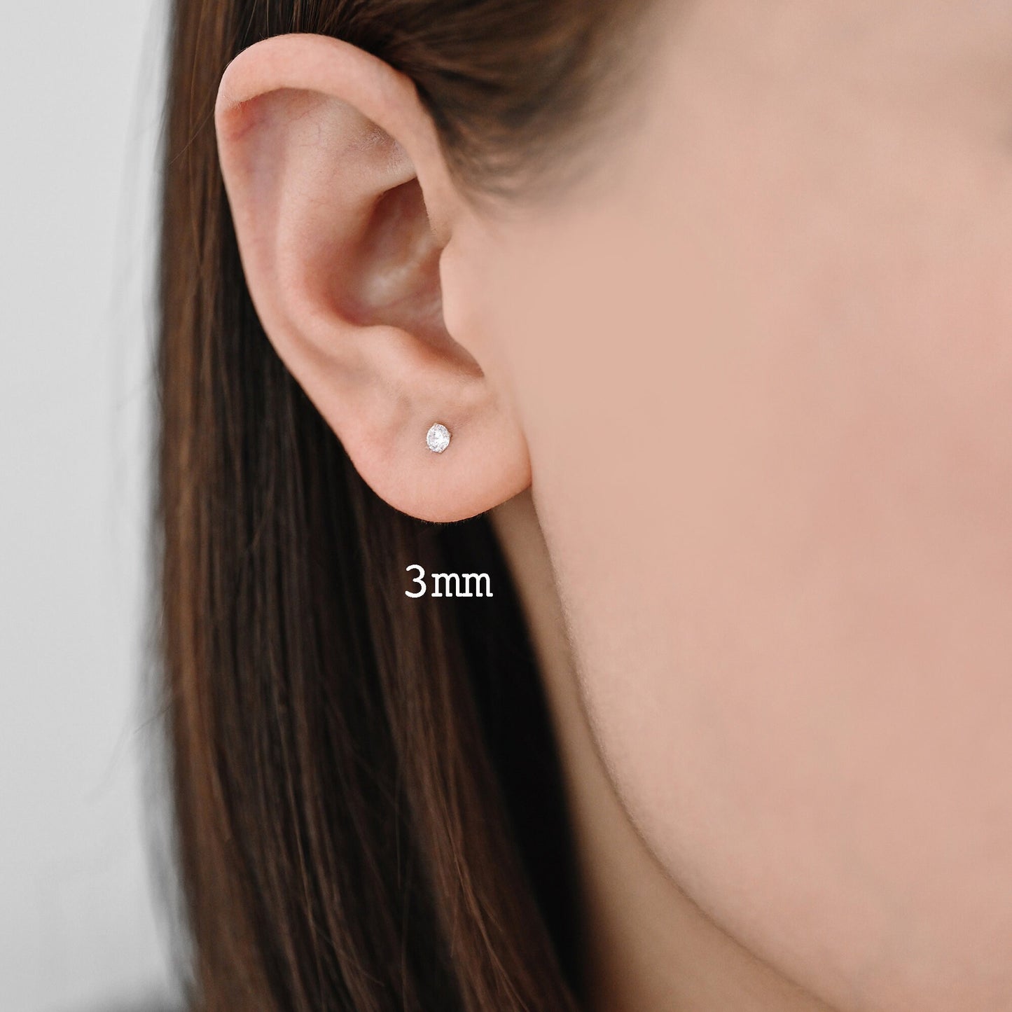 10pcs Sterling Silver Stud Earring, Dainty Minimalist Earring, Tiny CZ Diamond Earring, 3/ 4/ 5/ 6mm Multi Size (CY-031)