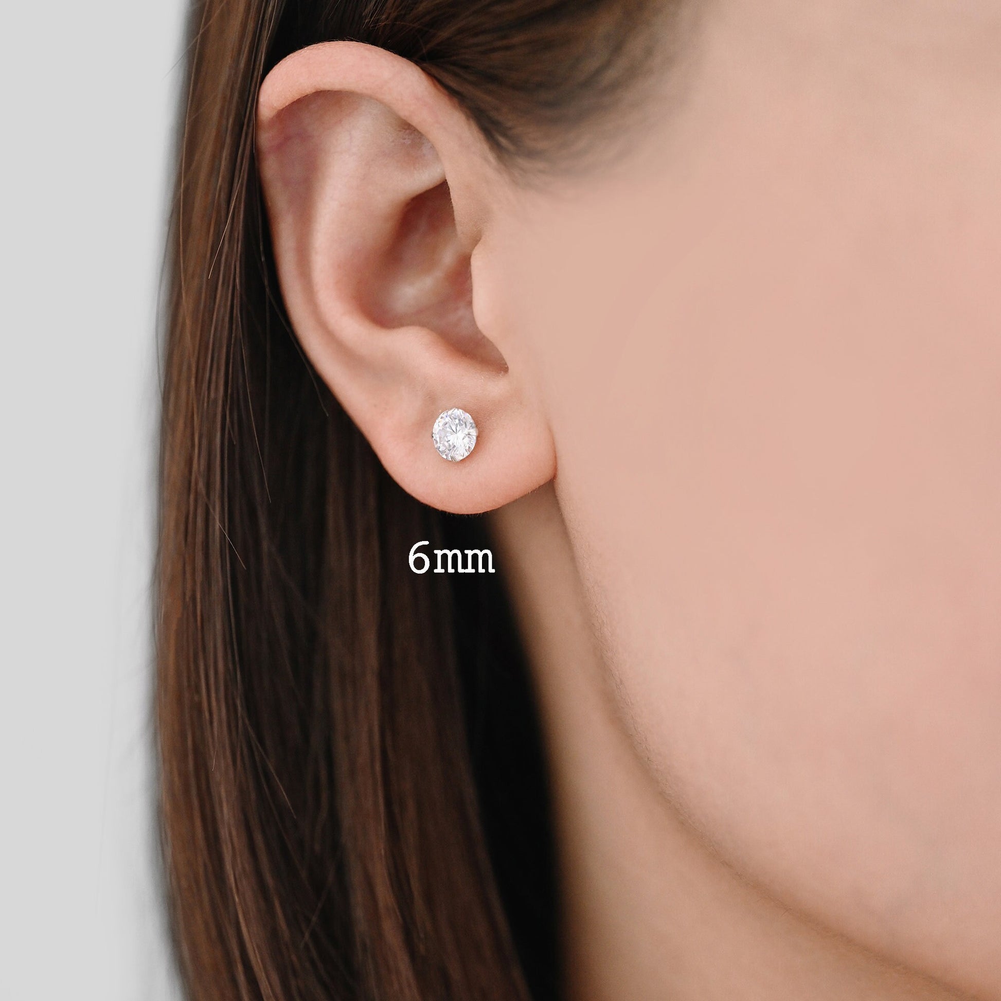 10pcs Sterling Silver Stud Earring, Dainty Minimalist Earring, Tiny CZ Diamond Earring, 3/ 4/ 5/ 6mm Multi Size (CY-031)
