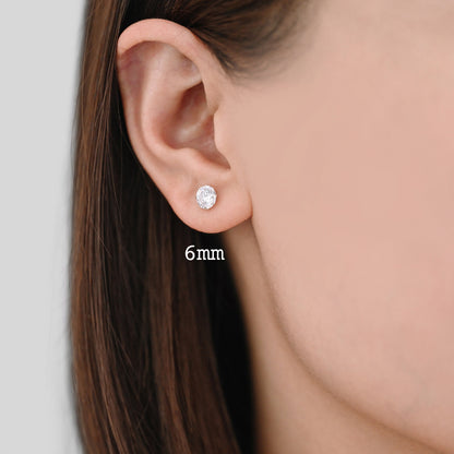 Sterling Silver Minimalist Stud Earring, Dainty CZ Diamond Earring, 3/ 4/ 5/ 6mm (CY-031)/ 1 pair