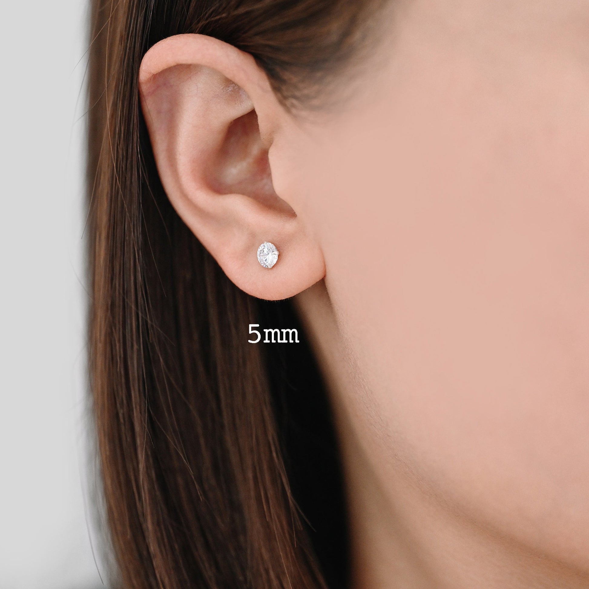 10pcs Sterling Silver Stud Earring, Dainty Minimalist Earring, Tiny CZ Diamond Earring, 3/ 4/ 5/ 6mm Multi Size (CY-031)