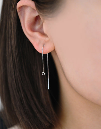 10pcs Sterling Silver Threader Earrings, Gold/ Rhodium, .925 Silver Box Chain, Earwire Thread with Open Jump Ring (CY-004)