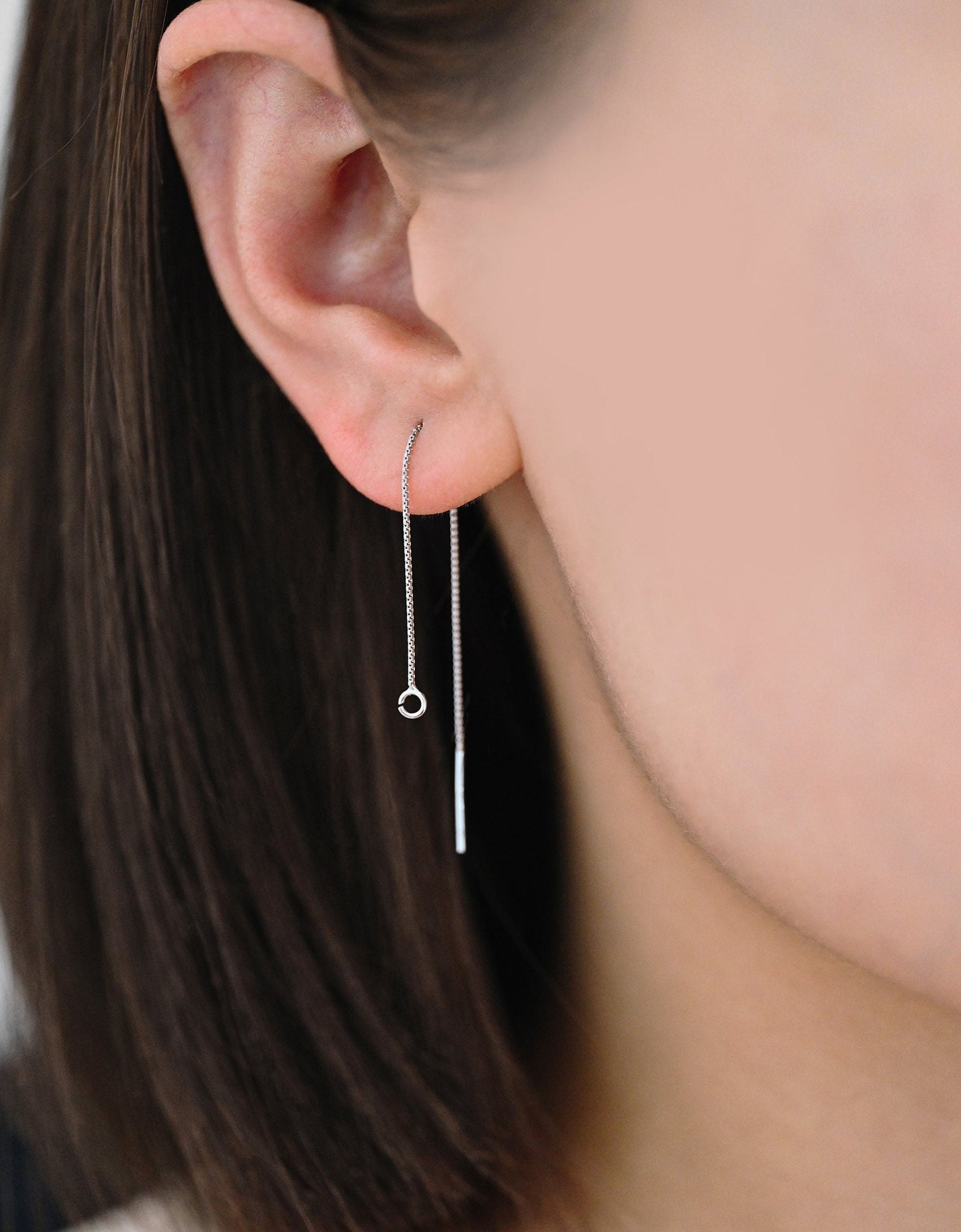 10pcs Sterling Silver Threader Earrings, Gold/ Rhodium, .925 Silver Box Chain, Earwire Thread with Open Jump Ring (CY-004)