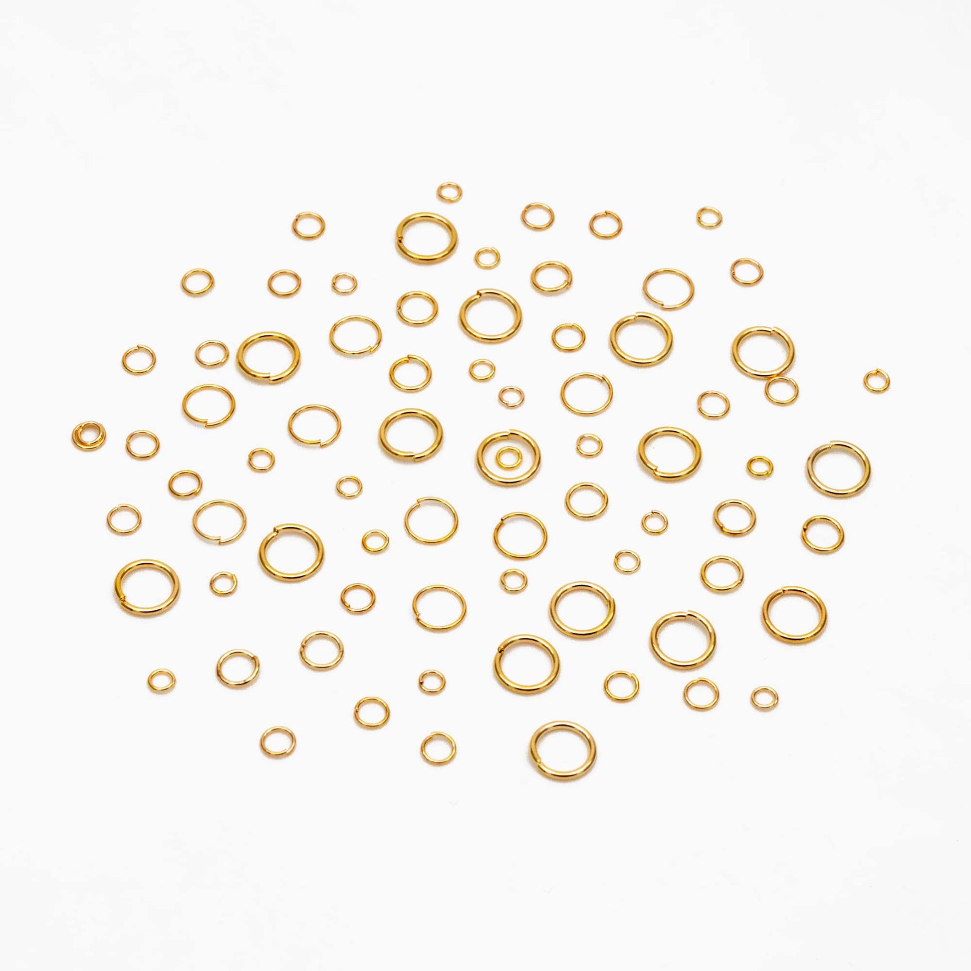200pcs Gold plated 304 Stainless Steel Open Jump Rings, 2.5/ 3/ 5mm by 0.4mm (26 Gauge) Tiny Loops, Connect Thin Chains (#GB-155)