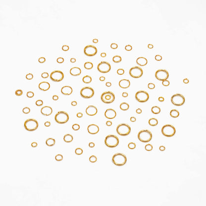 200pcs Gold plated 304 Stainless Steel Open Jump Rings, 2.5/ 3/ 5mm by 0.4mm (26 Gauge) Tiny Loops, Connect Thin Chains (#GB-155)