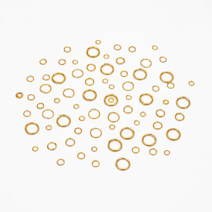 200pcs Gold plated 304 Stainless Steel Open Jump Rings, 2.5/ 3/ 5mm by 0.4mm (26 Gauge) Tiny Loops, Connect Thin Chains (#GB-155)