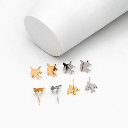 10pcs Gold/ Silver Tone Swallow Earrings, 18K Real Gold/ Rhodium Plated Brass, Minimalist Bird Stud Earrings (GB-4496)
