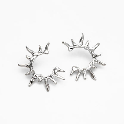 4pcs Gold/ Silver Tone Sun Earrings, 18K Real Gold/ Rhodium Plated Brass, Dainty Stud Earrings (#GB-4499)