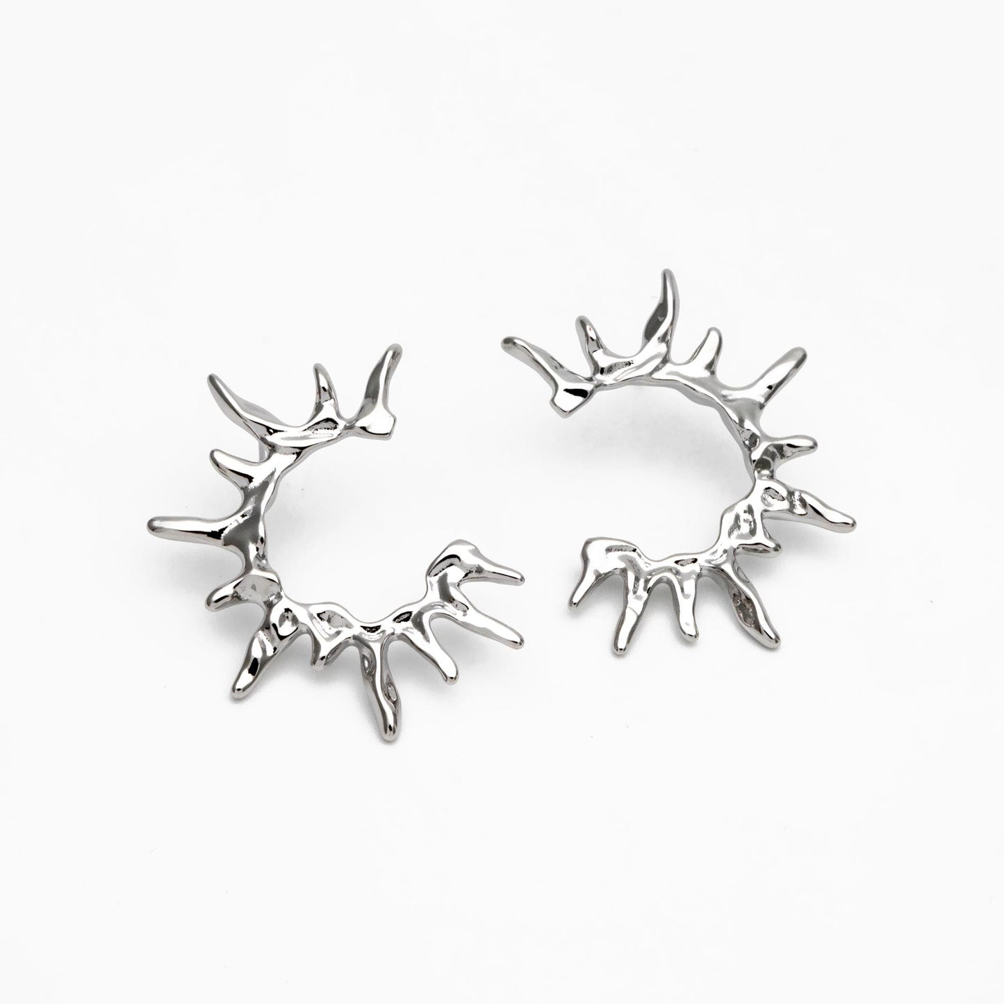 4pcs Gold/ Silver Tone Sun Earrings, 18K Real Gold/ Rhodium Plated Brass, Dainty Stud Earrings (#GB-4499)