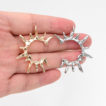 4pcs Gold/ Silver Tone Sun Earrings, 18K Real Gold/ Rhodium Plated Brass, Dainty Stud Earrings (#GB-4499)