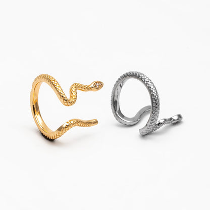 4pcs CZ Pave Gold/ Silver Tone Snake Ring, Open Serpent Ring, Reptile Adjustable Band Ring, Punk Animal Jewelry, Fashion Jewelry (#GB-4501)