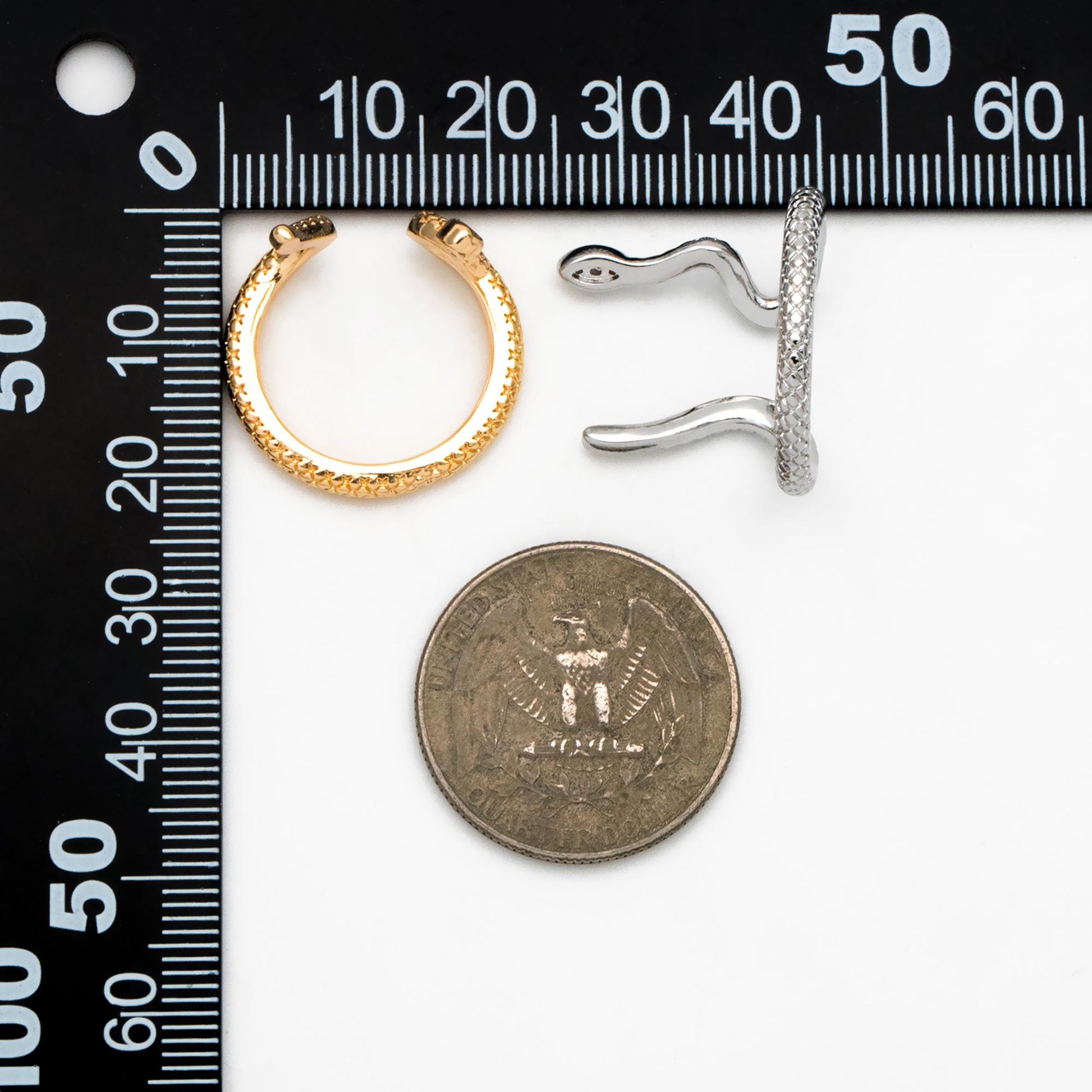 4pcs CZ Pave Gold/ Silver Tone Snake Ring, Open Serpent Ring, Reptile Adjustable Band Ring, Punk Animal Jewelry, Fashion Jewelry (#GB-4501)