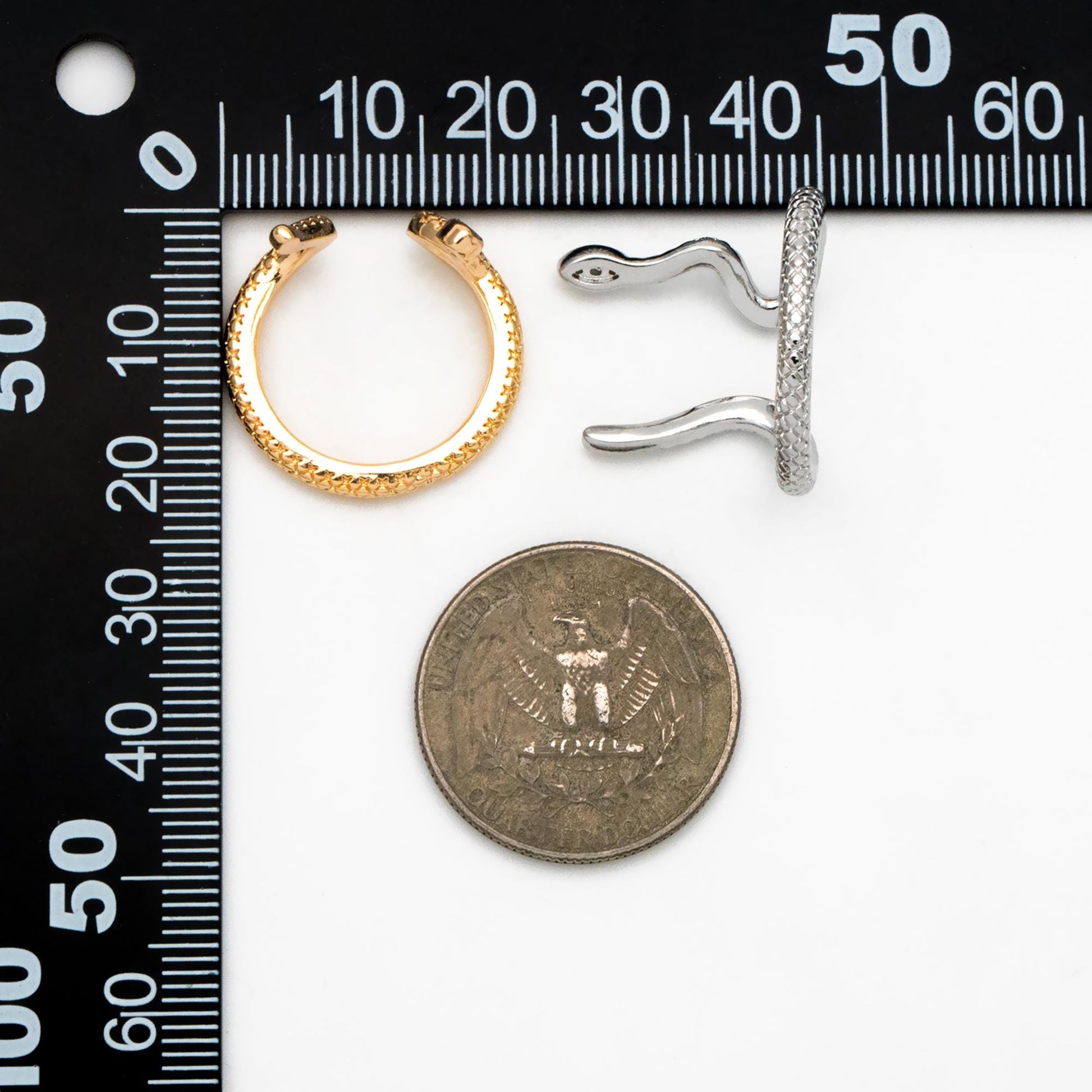 4pcs CZ Pave Gold/ Silver Tone Snake Ring, Open Serpent Ring, Reptile Adjustable Band Ring, Punk Animal Jewelry, Fashion Jewelry (#GB-4501)