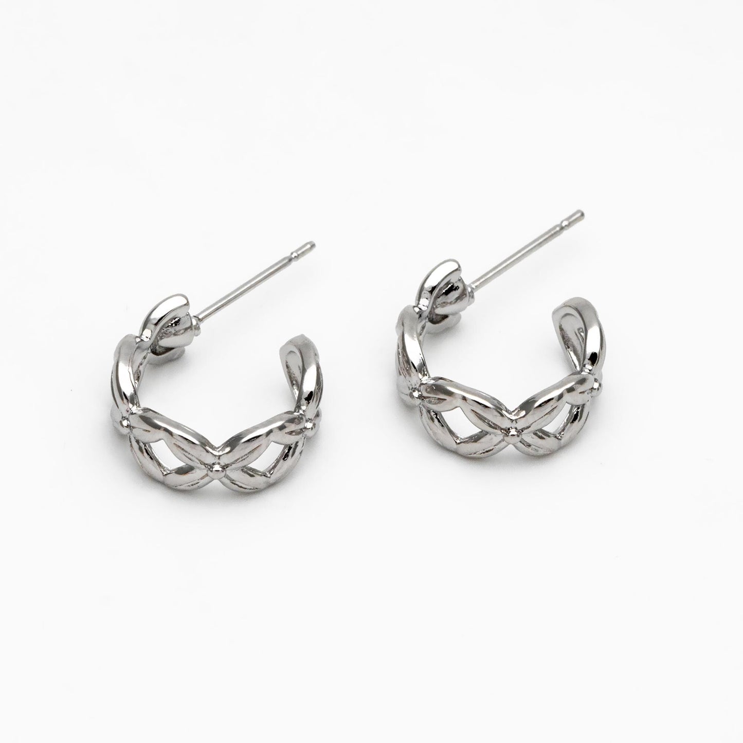 10pcs Gold/ Silver Tone C Shape Circle Earrings, Gold/ Rhodium plated Brass, Geometric Hoop Stud Earrings (GB-4504)