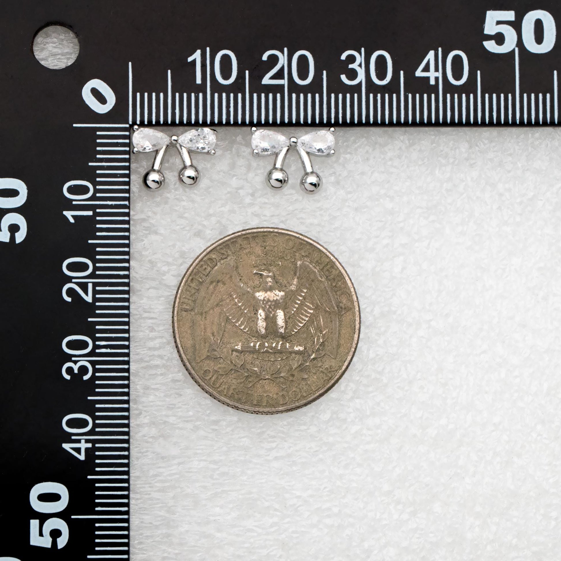 4pcs CZ Pave Gold/ Silver Tone Bowknot Earrings, 18K Real Gold/ Rhodium plated Brass, Bow Knot Stud Earring (GB-4506)