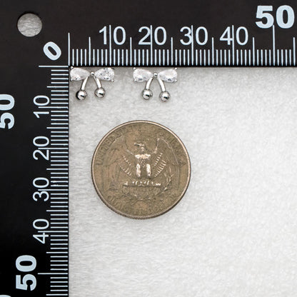 4pcs CZ Pave Gold/ Silver Tone Bowknot Earrings, 18K Real Gold/ Rhodium plated Brass, Bow Knot Stud Earring (GB-4506)