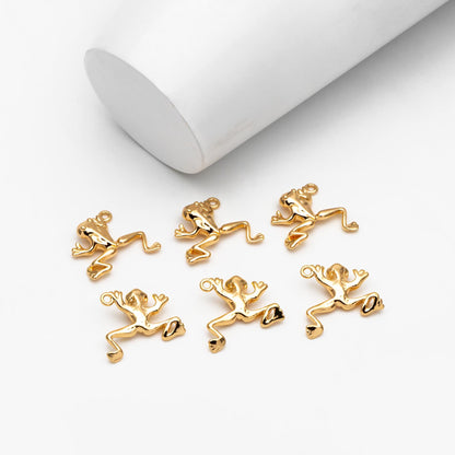 10pcs Gold Frog Charm, 18K Real Gold Plated Brass, Toad Charms (GB-4508)