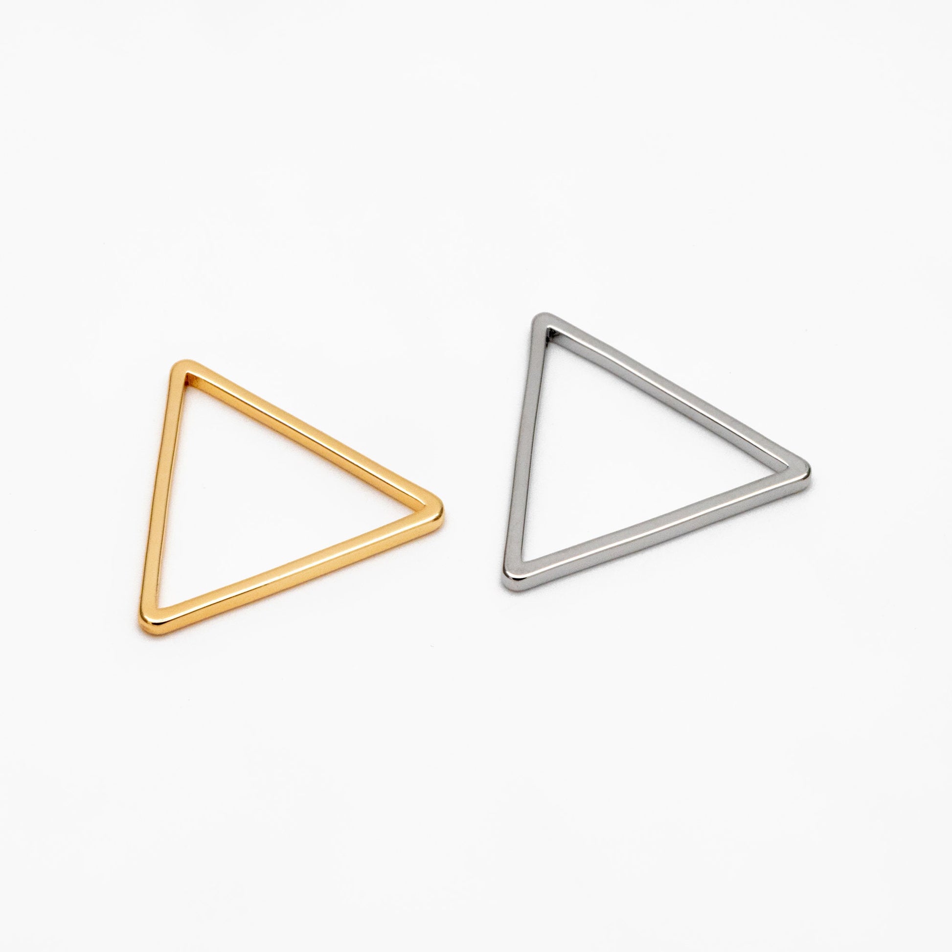 10pcs Gold/ Silver Tone Triangle Link Charms, Side Length 20mm, Gold/ Rhodium plated Brass Geometric Connector Pendants (GB-294)